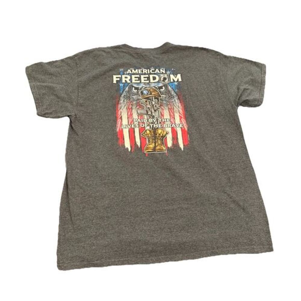 Mens American Freedom POW-MIA 4th Of July Graphic T-Shirt Gray Size Large